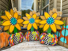 Load image into Gallery viewer, Sunflower Colorful Pumpkin Door Hanger
