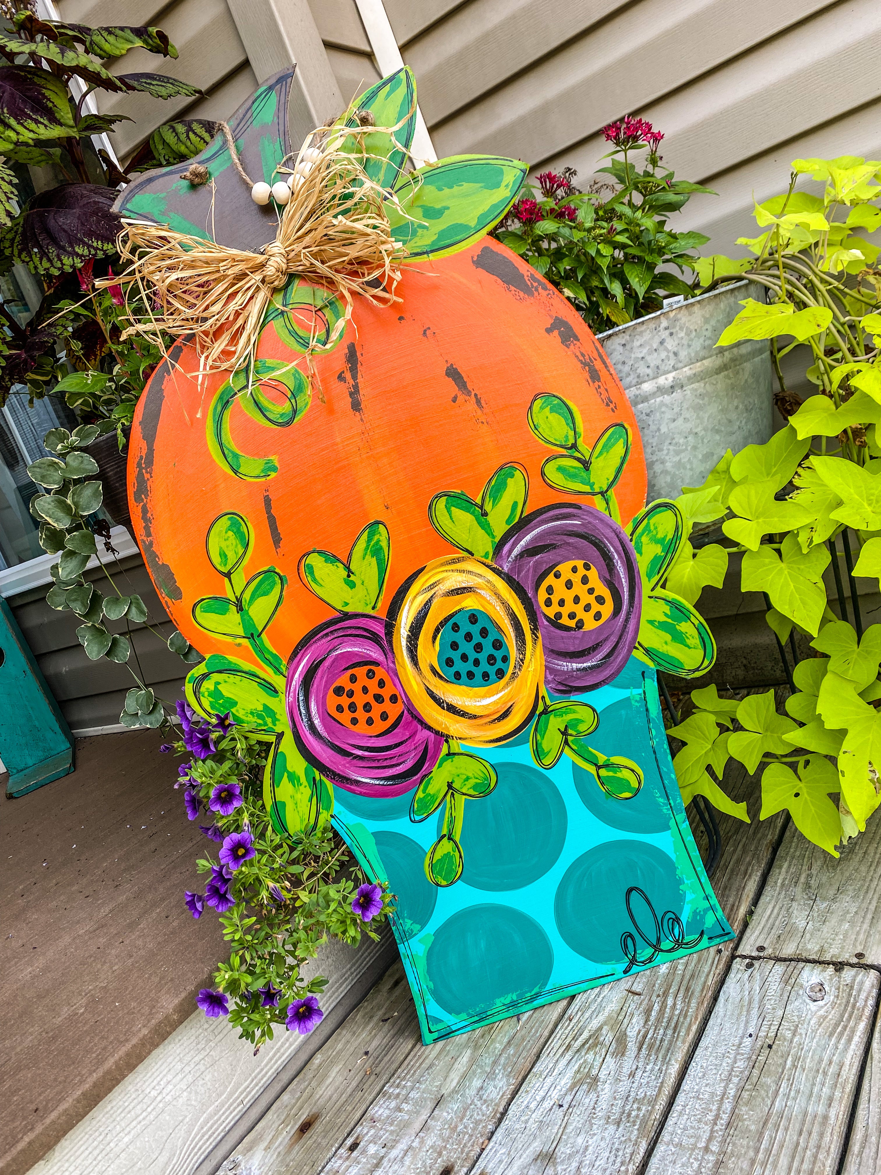 Pumpkin Topiary Door Hanger – Doodle Dots