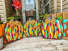 Load image into Gallery viewer, Textured Painted Pumpkin Door Hanger
