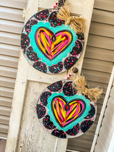 Load image into Gallery viewer, Valentine Heart w/ Paint Splatter Door Hanger
