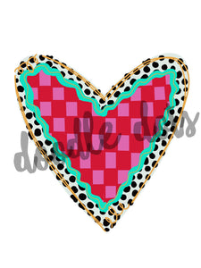 Checkerboard Heart Digital Template – Doodle Dots