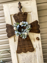Load image into Gallery viewer, Rustic Cross w/ Pumpkin Wreath Door Hanger
