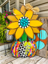 Load image into Gallery viewer, Sunflower Colorful Pumpkin Door Hanger
