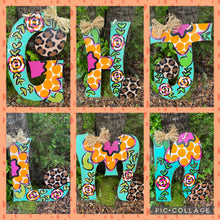 Load image into Gallery viewer, Floral Initial Door Hanger
