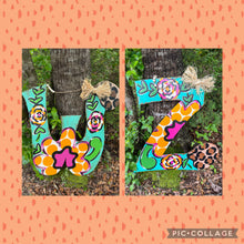 Load image into Gallery viewer, Floral Initial Door Hanger
