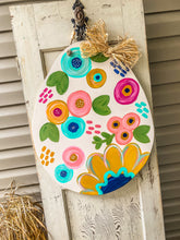 Load image into Gallery viewer, Floral Bunny &amp; Egg Door Hanger
