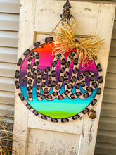 Load image into Gallery viewer, Hello Ombré Door Hanger w/ Leopard
