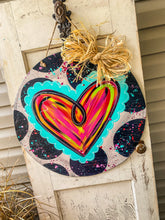 Load image into Gallery viewer, Valentine Heart w/ Paint Splatter Door Hanger
