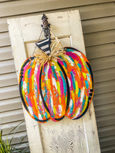 Load image into Gallery viewer, Textured Painted Pumpkin Door Hanger
