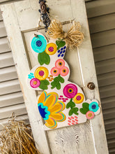 Load image into Gallery viewer, Floral Bunny &amp; Egg Door Hanger
