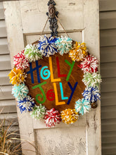 Load image into Gallery viewer, Holly Jolly Door Hanger (Stained Background)
